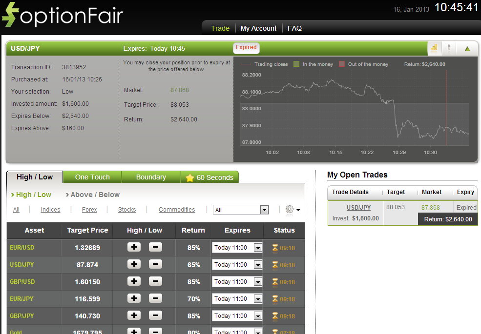 Successful Trade on Jan 16, 2013 USDJPY
